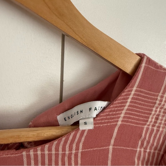 English Factory Puff Sleeve Plaid Midi Dress Pink - Picture 7 of 8